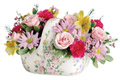 ceramic basket featuring a hand-designed floral motif,
